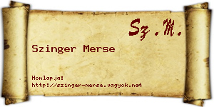 Szinger Merse névjegykártya